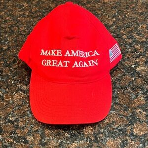 Red Baseball Cap with Embroidered Text